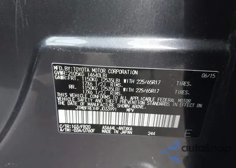 2015 Toyota Rav4 Le z USA, uszkodzony, nr VIN JTMBFREV4FJ033991